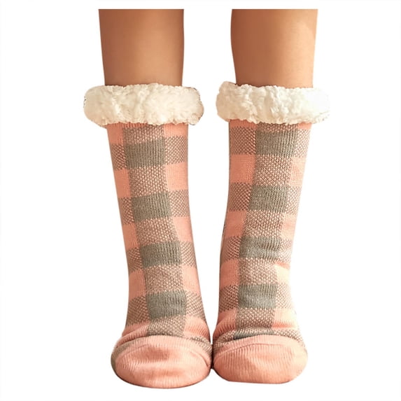MVRLSH Socks Athletic Casual Breathable Plaid Fuzzy Thick Warm Sleeping Floor Slipper Socks