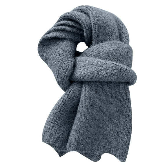 MVRLSH Solid Color Wool Blend Knitted Winter Versatile Soft Warm Woolen Scarf 1 Pc Fall Fashion Must Haves Gray A