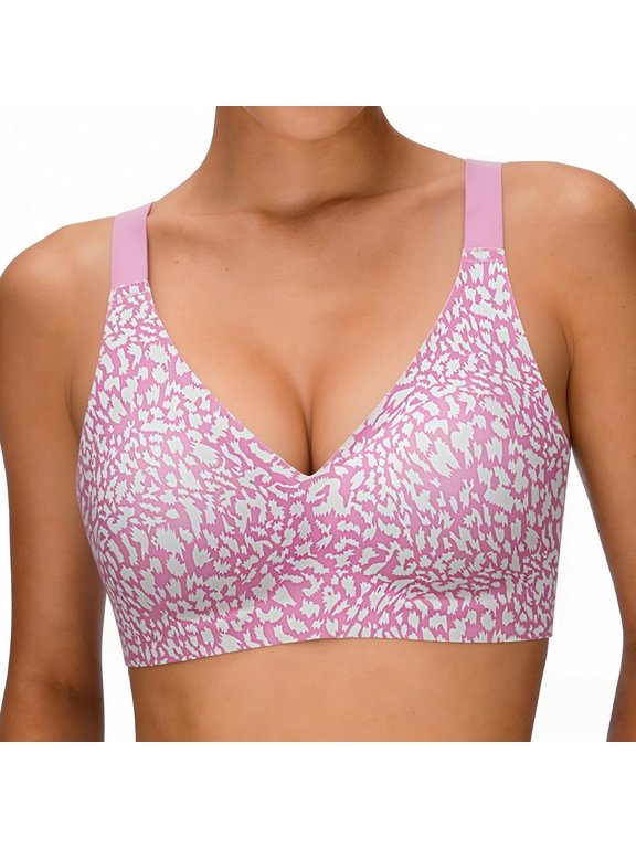 Sports Jelly Bras for Women Full Cup Leopard Print No Wire Comfort Sleep Everyday Tshirt Underwear Strapless Bra