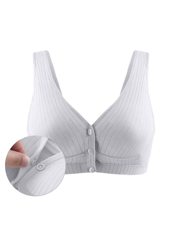 Sports Jelly Bras for Women Thin Front Open Button No Ring V Neck Breathable Sleeping Tank Underwear Strapless Bra