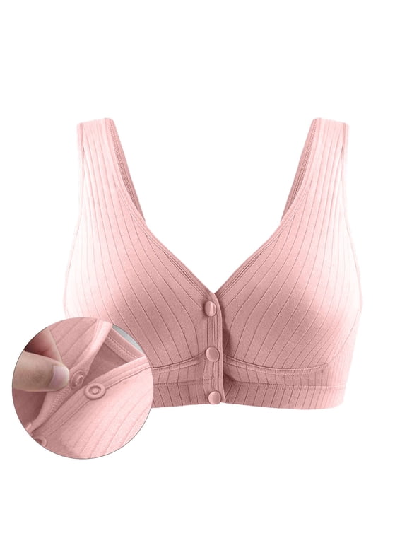MVRLSH Sports Jelly Bras for Women Thin Front Open Button No Ring V Neck Breathable Sleeping Tank Underwear Strapless Bra
