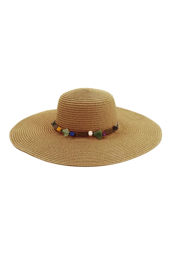 Summer Beach Korean Style Fashion Large Brim Colored Stone Sunshade Hat 1 Pc Fall Fashion Must Haves Yellow One Size