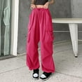 thumbnail image 1 of MVRLSH Sweatpants Women Baggy Wide Leg Cargo Trousers Elastic Waist Oversized Vintage Track Parachute Pants Pink S-5Xl, 1 of 6