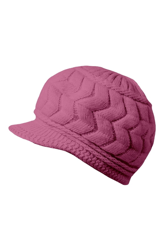 Winter Warm Knitted Wool Beanie Hat With Visor 1 Pc Fall Fashion Must Haves Purple One Size