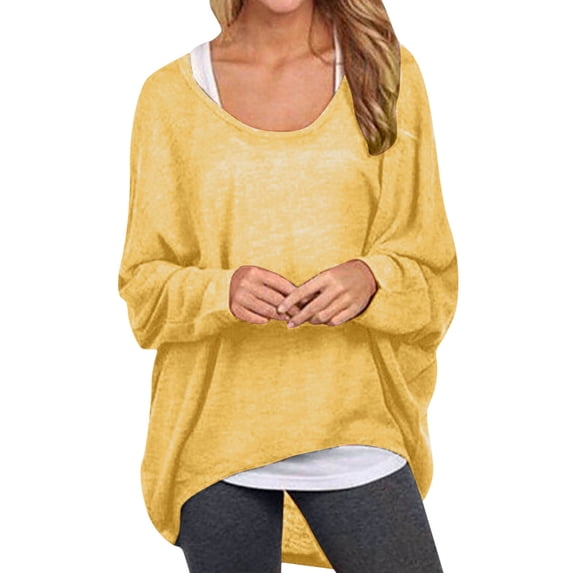 MVRLSH Women's Oversized Sweaters for Women Baggy Batwing Off Shoulder Long Sleeve Loose Casual Knit Blouse Fall Fashion Tops Cardigan Sweater Yellow - XXL