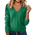 thumbnail image 1 of MVRLSH Women's Oversized Sweaters for Women Lightweight Wool Knit V Neck Long Sleeve Casual Loose Pullover Fall Fashion Tops Cardigan Sweater Green - L, 1 of 6