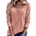 thumbnail image 1 of MVRLSH Women's Oversized Sweaters for Women Solid Zip Front Long Sleeve Minimalist Casual Knit Pullover Fall Fashion Tops Cardigan Sweater Pink - XXXL, 1 of 4