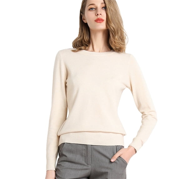 MVRLSH Women's Oversized Sweaters for Women Solid Long Sleeve Loose Knit Jumper Casual Blouse Fall Fashion Tops Cardigan Sweater Beige - M