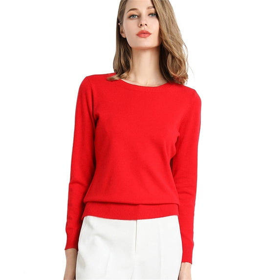 MVRLSH Women's Oversized Sweaters for Women Solid Long Sleeve Loose Knit Jumper Casual Blouse Fall Fashion Tops Cardigan Sweater Red - L
