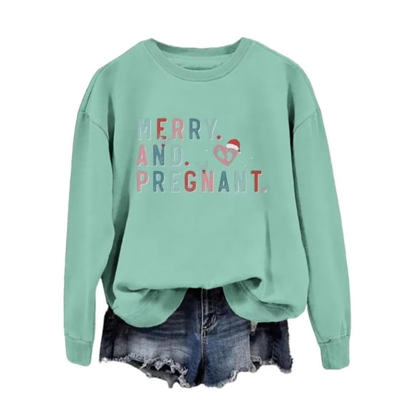 MVRLSH Women's Pullover Crew Neck Letter Graphic Print Long Sleeve - XXL