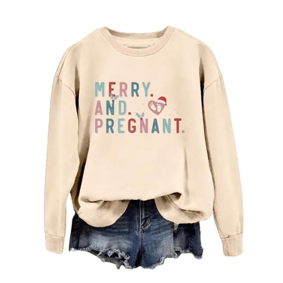 MVRLSH Women's Pullover Crew Neck Letter Graphic Print Long Sleeve - XXL