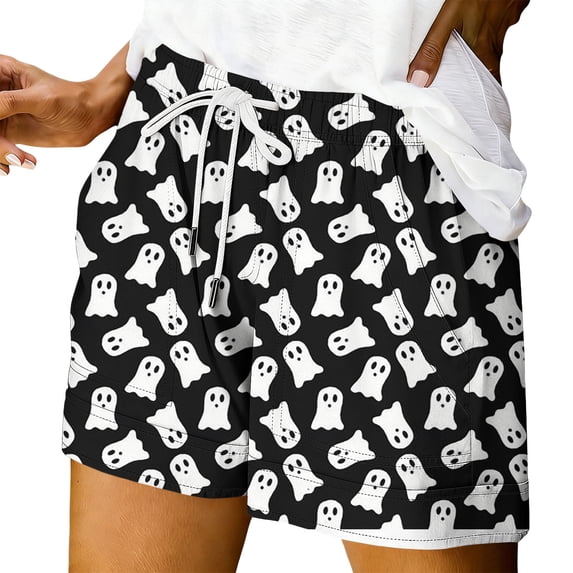 MVRLSH Women's Shorts 2026 Summer Casual Elastic High Waist Camo Print Workout With Side Storage Pockets Running Biker Shorts White - M