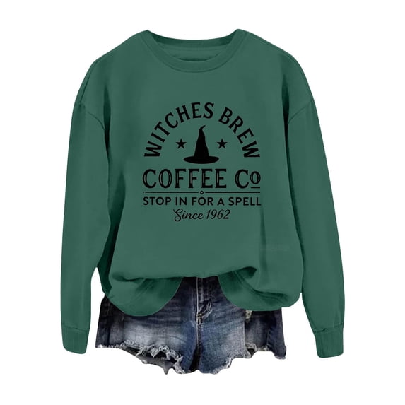 MVRLSH Women's Sweatshirt V-Neck Brew Coffee Pumpkin Graphic Long Sleeve Pullover - XXL
