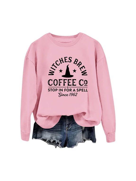 Women's Sweatshirt V-Neck Brew Coffee Pumpkin Graphic Long Sleeve Pullover - XXXL