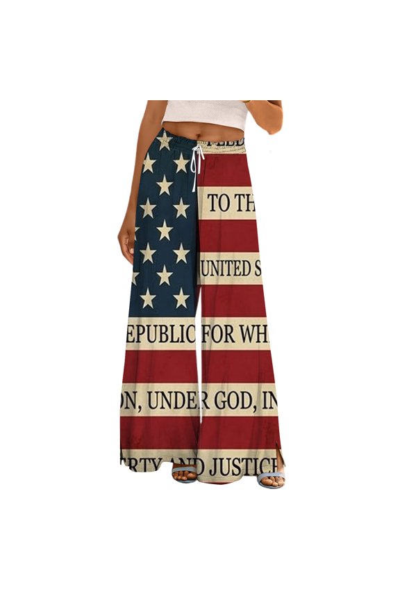 Women's Wide Leg Pants Gradient Elastic Waist Nine Inch Loose Trousers Decorated With Button Side Pocket Details Stretch Dress Casual Flowy Palazzo Pants Blue - M