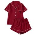 thumbnail image 1 of MVRLSH Womens Lounge Pajama Sets Heart Print Button Front Short Sleeve Shirt Matching Short Two Piece Summer Soft Comfortable Tank Tops Red Size L, 1 of 4