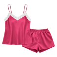 thumbnail image 1 of MVRLSH Womens Lounge Pajama Sets V Neck Lace Vest Short Two Piece Casual Home Wear Soft Comfortable Tank Tops Pink Size L, 1 of 3