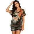 thumbnail image 1 of MVRLSH Womens Pajama Sets for Women 2 Piece Halloween Print Button Waist Short Sleeve Top And Shorts wear Sleepwear Soft Sleepwear Lounge Set Black - XXXXL, 1 of 4