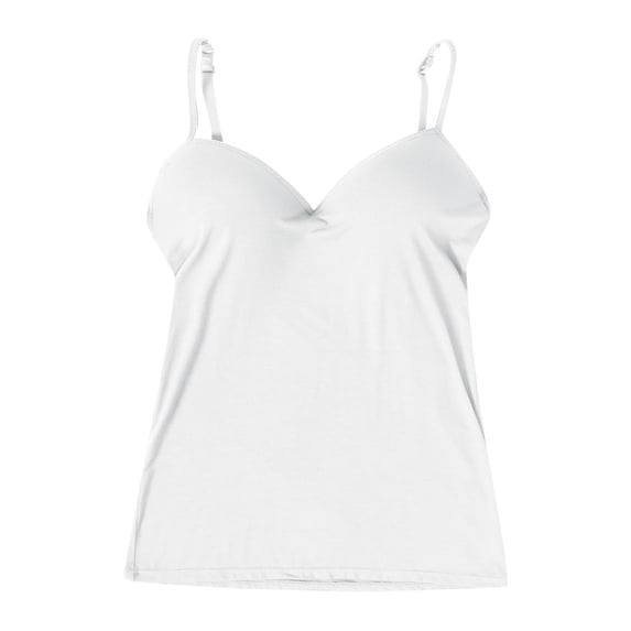 MVRLSH Womens Tank Tops Loose Fit Casual Solid Adjustable Strap Sleeveless Camisole Breast Cup Bra Undershirt Summer Tops White