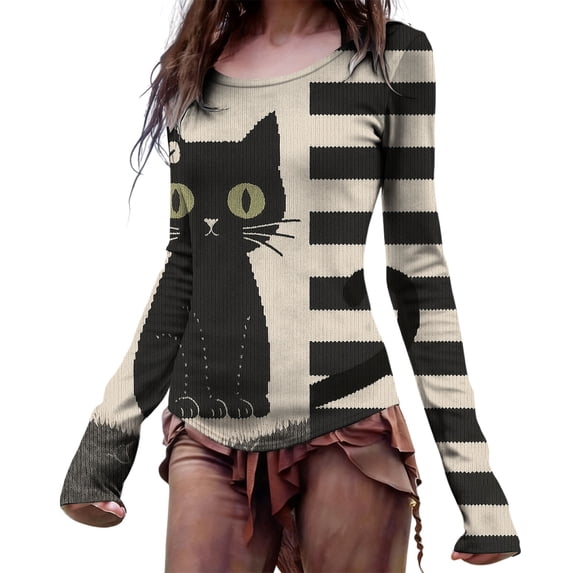 MVRLSH Womens Tops Blouse Casual Graphic Printed Long Sleeve V Neck Fashion Daily Wear Tees Loose Fit Blouses Pink - L