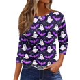 thumbnail image 1 of MVRLSH Womens Tops Shirts Blouse Casual Halloween Graphic Printed 3/4 Length Sleeve Round Neck Loose Fit Blouses, 1 of 4