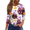 thumbnail image 1 of MVRLSH Womens Tops Shirts Blouse Casual Halloween Graphic Printed 3/4 Sleeve V Neck Loose Fit Blouses, 1 of 5