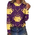 thumbnail image 1 of MVRLSH Womens Tops Blouse Casual Halloween Graphic Printed Long Sleeve Round Neck Fashion Daily Tees Loose Fit Blouses MR3 - M, 1 of 7
