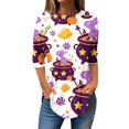 thumbnail image 1 of MVRLSH Womens Tops Blouse Casual Halloween Graphic Printed Round Neck Three Quarter Sleeve Basic Loose Fit Blouses MR2 - XXL, 1 of 7