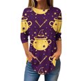 thumbnail image 1 of MVRLSH Womens Tops Blouse Casual Halloween Graphic Printed Round Neck Three Quarter Sleeve Basic Loose Fit Blouses MR3 - L, 1 of 7