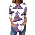 thumbnail image 1 of MVRLSH Womens Tops Blouse Casual Halloween Graphic Printed Round Neck Three Quarter Sleeve Basic Loose Fit Blouses Multicolor - L, 1 of 7