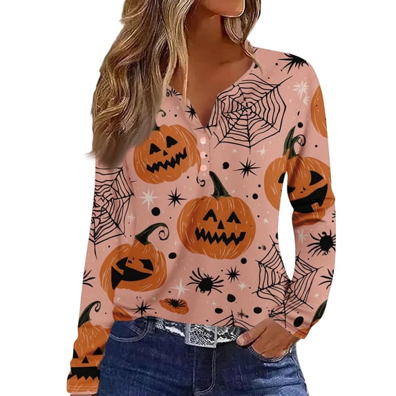 MVRLSH Womens Tops Blouse Casual Multi Style Graphic Printed Long Short Sleeve V Neck Daily Wear Loose Fit Blouses Light Yellow - M