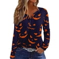 thumbnail image 1 of MVRLSH Womens Tops Blouse Casual Multi Style Graphic Printed Long Short Sleeve V Neck Daily Wear Loose Fit Blouses Navy - L, 1 of 5