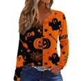 thumbnail image 1 of MVRLSH Womens Tops Blouse Casual Multi Style Graphic Printed Long Short Sleeve V Neck Daily Wear Loose Fit Blouses Orange - L, 1 of 5