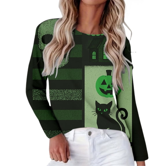 MVRLSH Womens Tops Blouse Casual Pleated Round Neck Open Front Short Long Sleeve Daily Wear Loose Fit Blouses Green - XXXXL