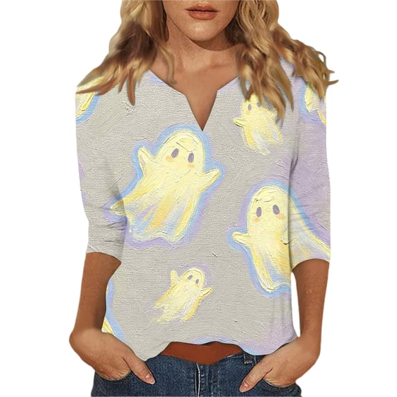 MVRLSH Womens Tops Blouse Casual Spring Graphic Printed Short Sleeve Round Neck Daily Wear Tees Loose Fit Blouses Colorful - XXL
