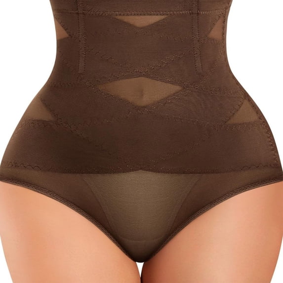 MVRLSH Womens Underwear Panties Slim Fit Body Shaping Thong Waist Abdomen Hip Support Shapewear Breathable Panties with Full-Coverage Brown - M