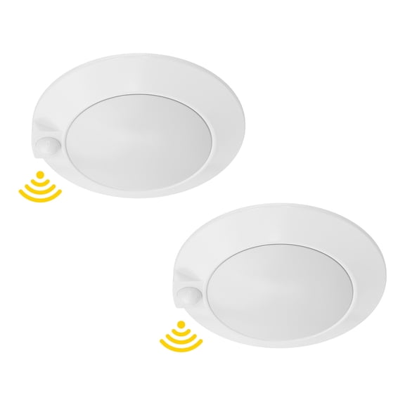 MW 4 inch Disk Light with Motion Sensor, 3000K Warm White,10w, 650Lumens, CRI 90+ Disc Light, Wet Location (Plastic, 2PACK)