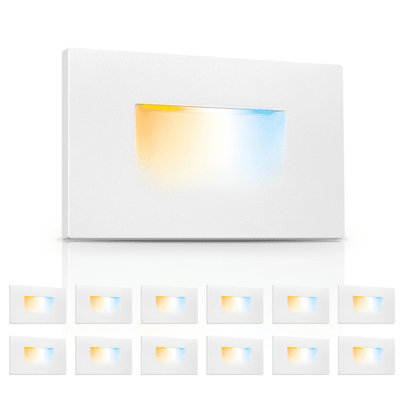 MW LIGHTING 12-PACK  Led Stair Lights, 3W 100LM, 2700K-5000K 5CCT LED Step Lights, IP65 Waterproof  Stair Lights Indoor Outdoor, Triac 10% -100% Dimmable, White, ETL Certified