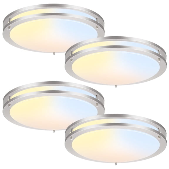 MW LIGHTING 18inch Flush Mount LED Ceiling Light, 28W 2200LM, 2700K/3000K/3500K/4000K/5000K 5CCT led flush mount ceiling lightsBrushed Nickel Ceiling Light for Hallway Bathroom Kitchen Bedroom