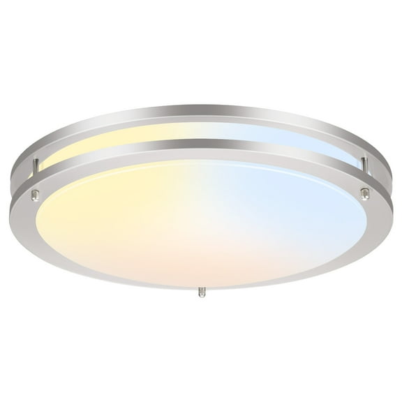 MW LIGHTING 18inch Flush Mount LED Ceiling Light, 28W 2200LM, 2700K/3000K/3500K/4000K/5000K 5CCT led flush mount ceiling lightsBrushed Nickel Ceiling Light for Hallway Bathroom Kitchen Bedroom
