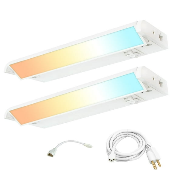 MW Lighting 10 Inch LED Under Cabinet Lighting, 6.5W, 350LM, 5CCT 2700-5000K,CRI>90, 70 Degree Swivel Lens, Dimmable, 120V, Plug-in,Linkable Under Counter Lights For Kitchen Counters Closets