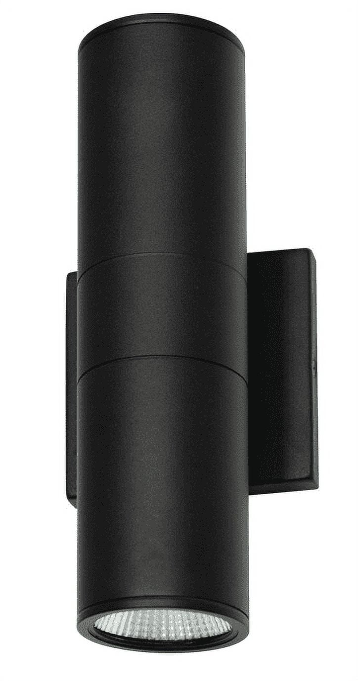 MW Lighting 12" Up-Down LED Cylinder Light Fixture,  Aluminum Black Finish Outdoor Waterproof Lamp