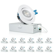 MW Lighting 3 inch LED 5CCT Gimbal Recessed Light with Junction Box, 2700/3000/3500/4000/5000K, Dimmable, 370 lumens, Energy Star (12 PACK)