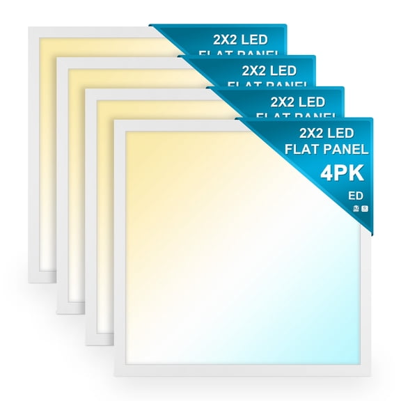 MW Lighting Pack of 4 - 2x2ft 3 CCT Color Tunable and 3 Wattage Adjustable LED Backlit Flat Panel Light, 20-30-40W, 3 lumen selectable, Dimmable