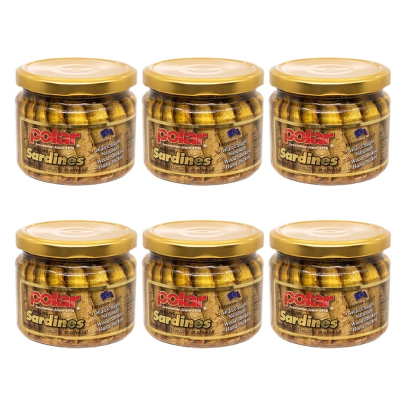 MW Polar Brisling Sardines Smoked in Olive Oil in Glass Jar 9.5 oz (Pack of 6)