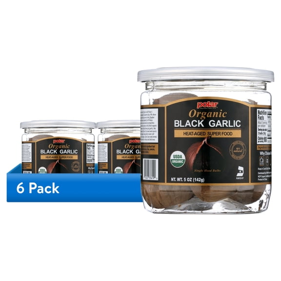 (6 pack) MW Polar Organic Black Garlic Naturally Cured Whole Bulbs, 5 oz Jar