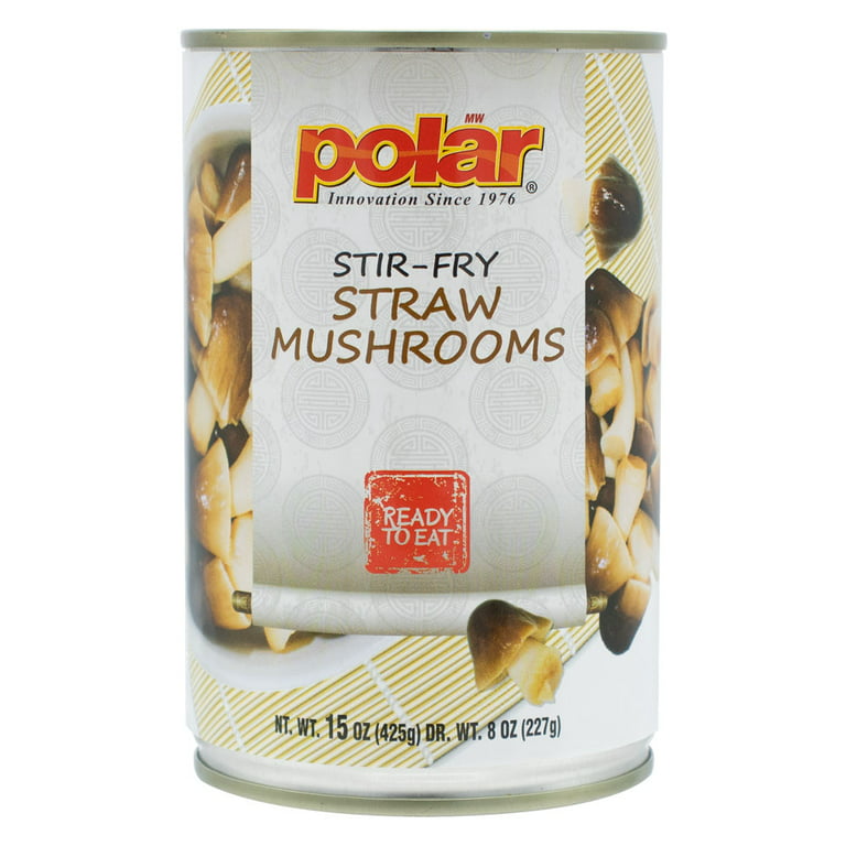 MW Polar Peeled Stir Fry Straw Mushrooms, Broken Pieces, 15 oz Can 