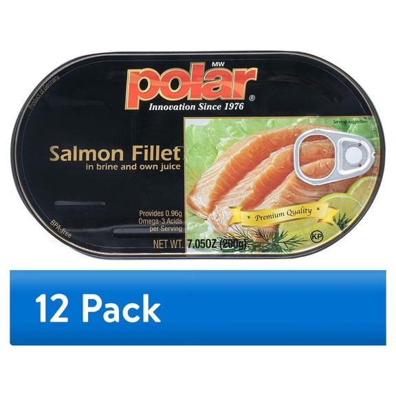 (12 pack) Polar, Skinless and Boneless Salmon Fillets in Brine, 7.05 oz