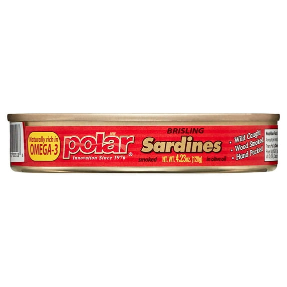 MW Polar Smoked Brisling Sardine in Olive Oil With Plastic Clear Top 4.23 oz.