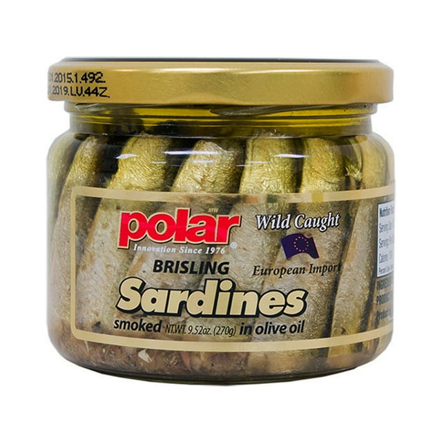 MW Polar Smoked Brisling Sardines in Olive Oil in Jar 9.5 oz.